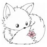 Fuchs Stickdatei süßer Doodle Fuchs mit Blume [Digital]