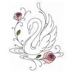 Schwan Stickdatei eleganter Doodle Schwan mit Rosen [Digital]