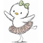 Küken Stickdatei süßes Ballerina Küken Doodle Motiv [Digital]